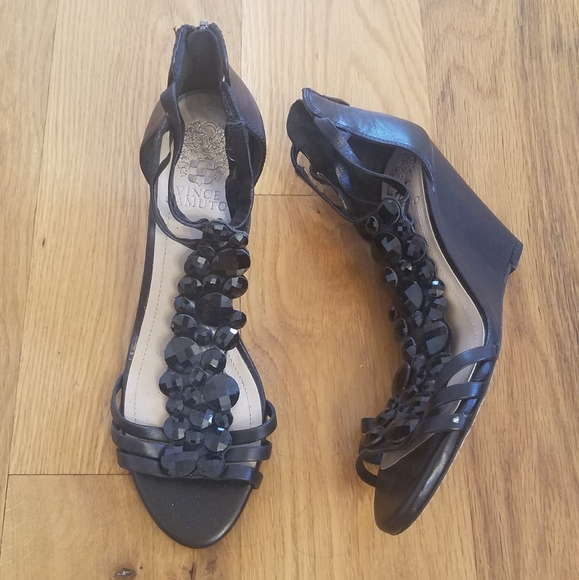 Vince Camuto Beaded wedge sandals - Picture 1 of 6